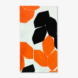Beige guest towel napkin with orange and black design