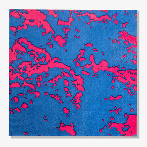 Blue and pink dinner napkin with abstract pattern