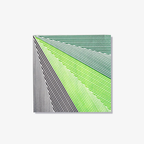 Green, black and white cocktail napkin with striped pattern