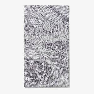 Gray and purple guest towel napkin with abstract pattern