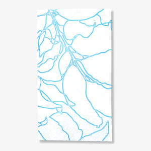 White guest towel napkin with blue floral design