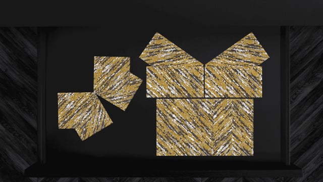 Gold, black and white dinner napkin with abstract pattern