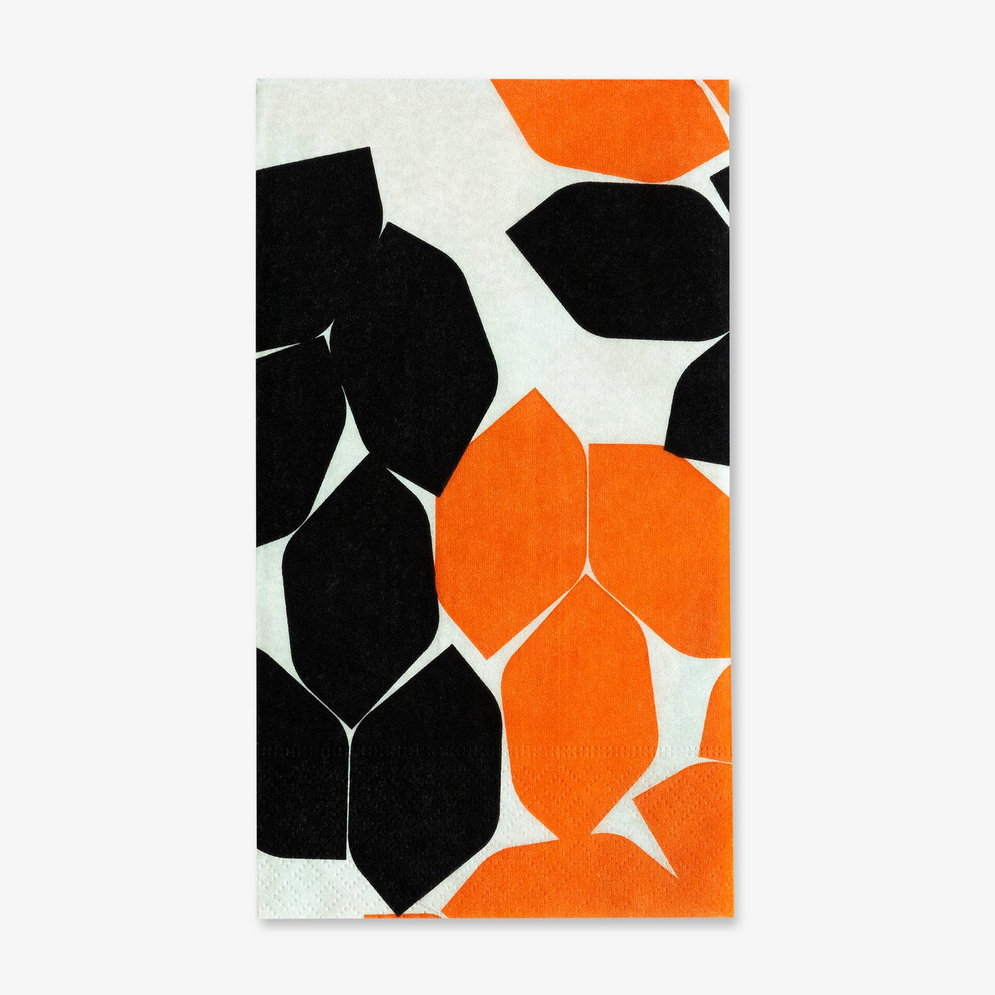 Beige guest towel napkin with orange and black design