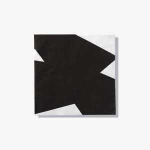 White cocktail napkin with black abstract pattern