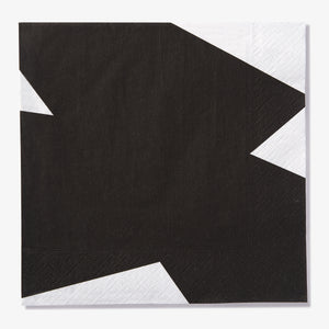 White dinner napkin with black abstract pattern