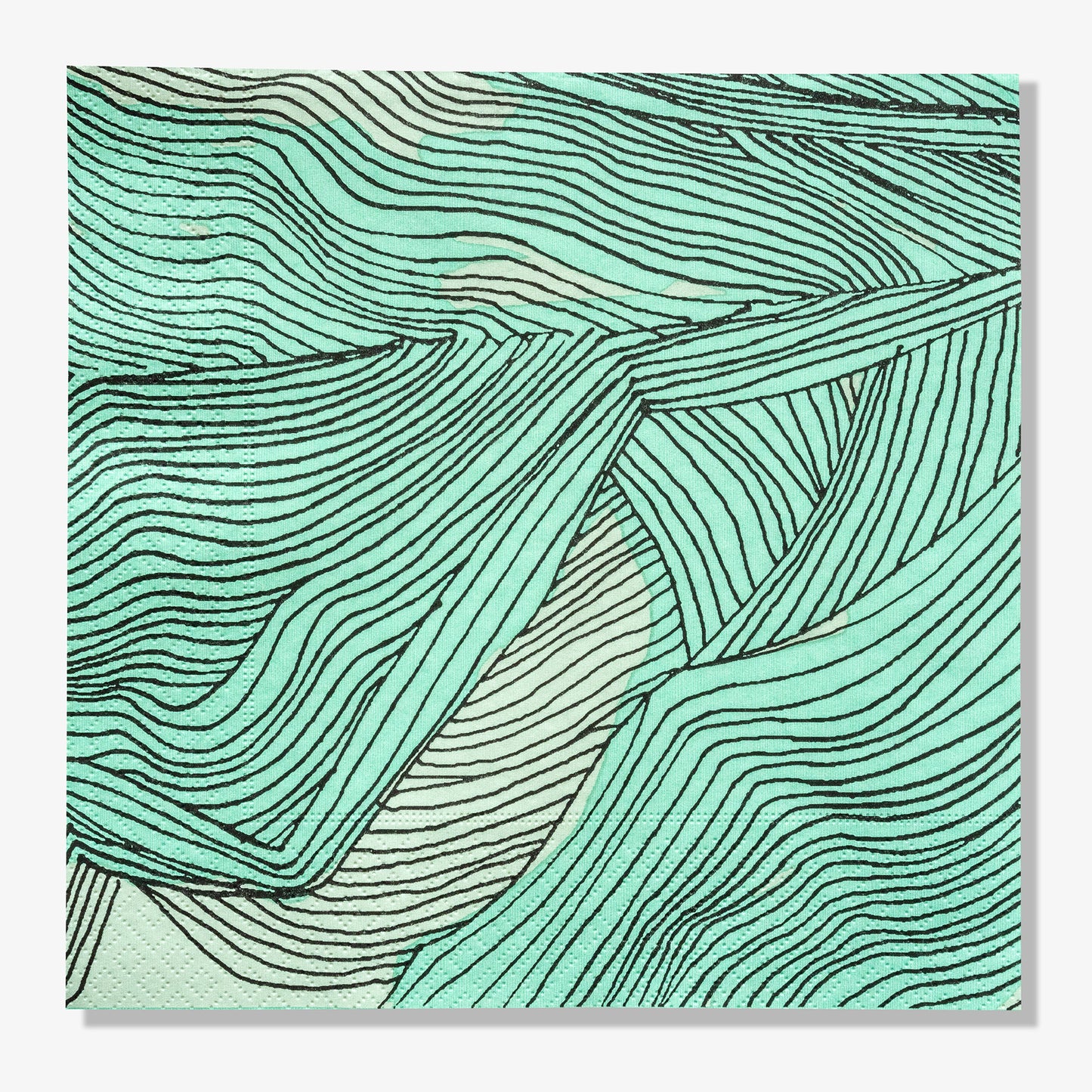Green, black and off-white dinner napkin with abstract pattern