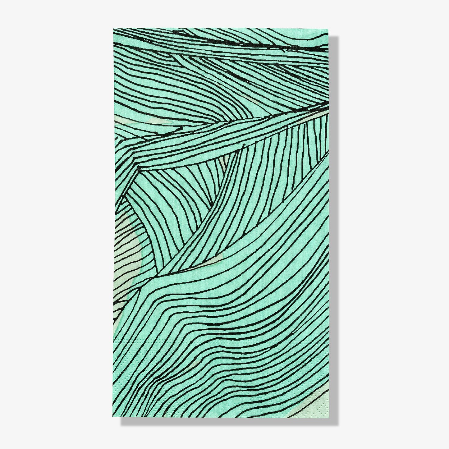 Green, black and off-white guest towel napkin with abstract pattern