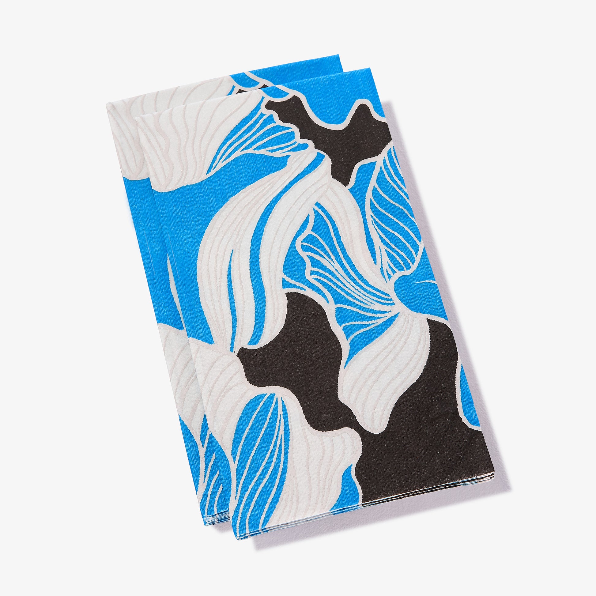 Blue, gray, white and black guest towel napkin with floral pattern