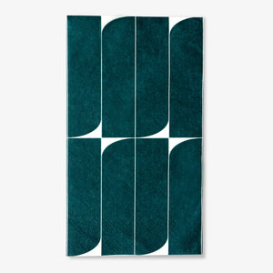 Teal and white guest towel napkin with abstract design