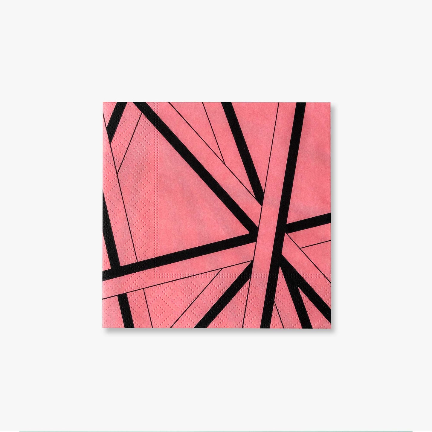 Pink cocktail napkin with black striped pattern