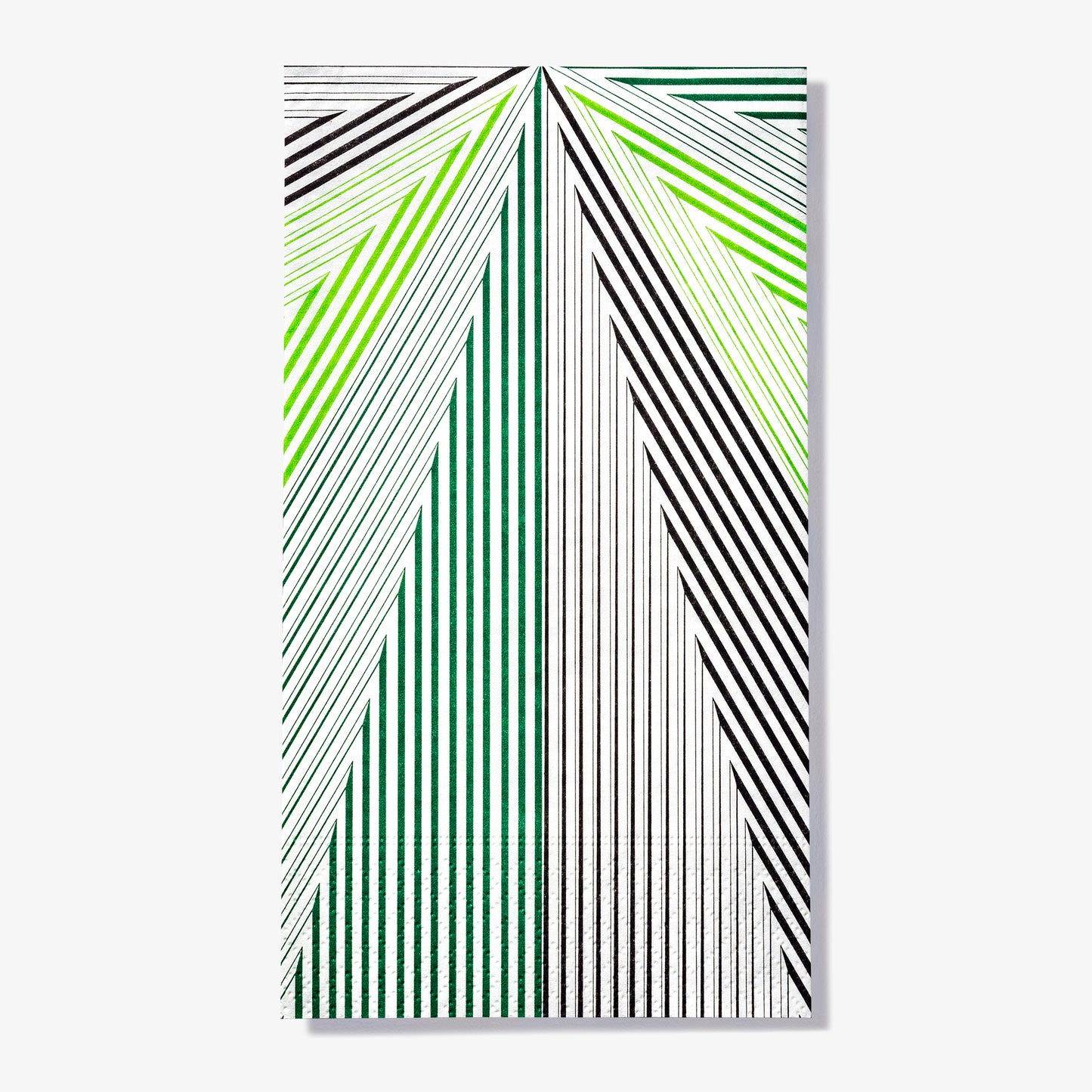 Green, black and white guest towel napkin with striped pattern