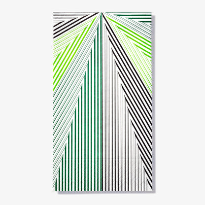 Green, black and white guest towel napkin with striped pattern