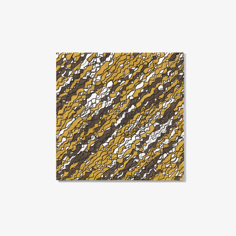 Gold, black and white cocktail napkin with abstract pattern