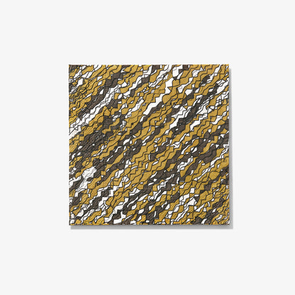 Gold, black and white cocktail napkin with abstract pattern