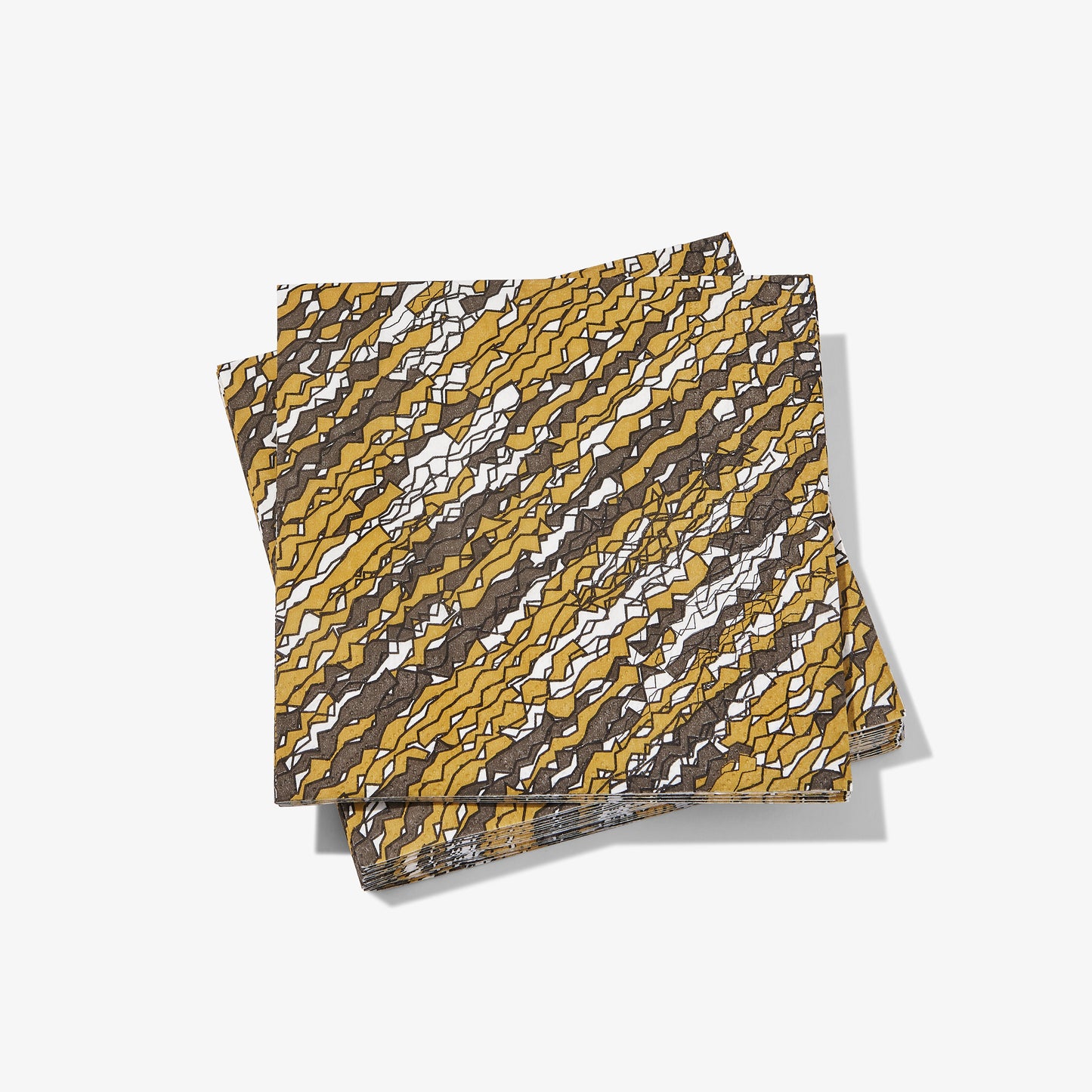 Gold, black and white cocktail napkin with abstract pattern
