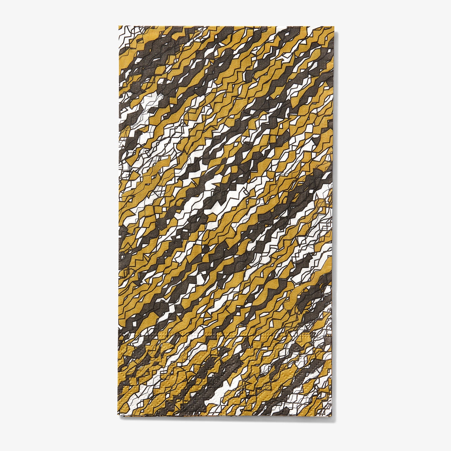 Gold, black and white guest towel napkin with abstract pattern