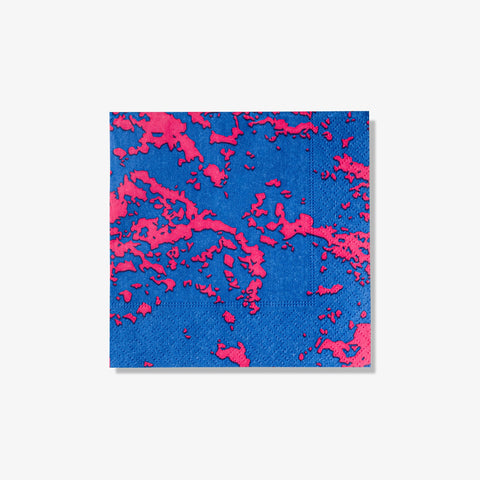 Blue and pink cocktail napkin with abstract pattern