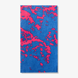 Blue and pink guest towel napkin with abstract pattern