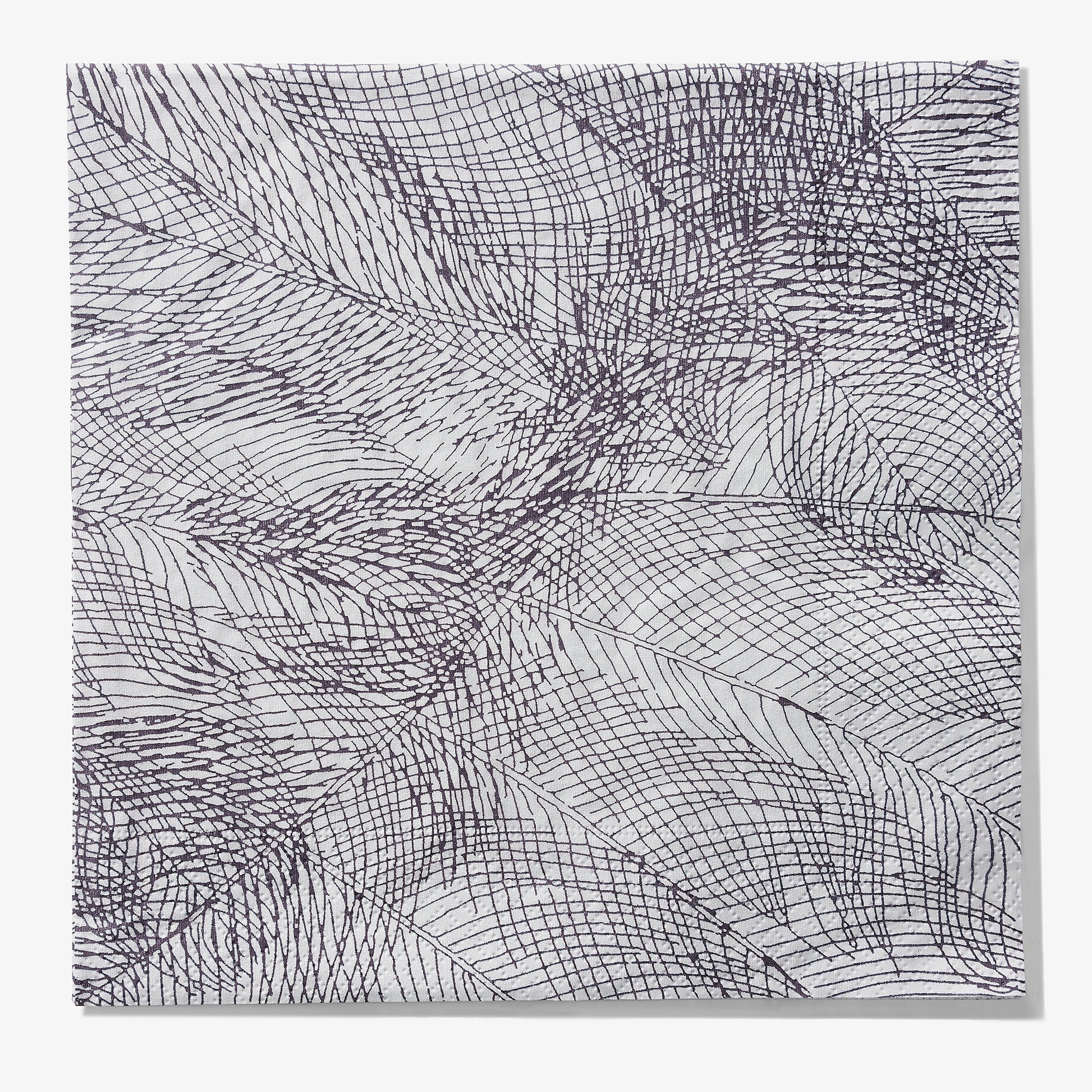 Gray and purple dinner napkin with abstract pattern