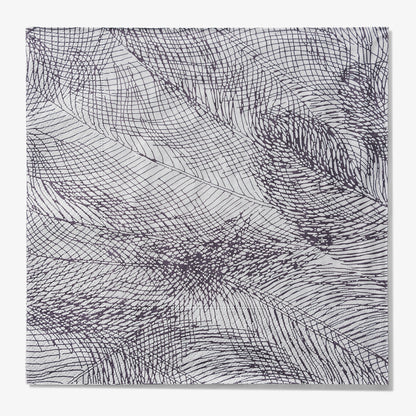 Gray and purple dinner napkin with abstract pattern