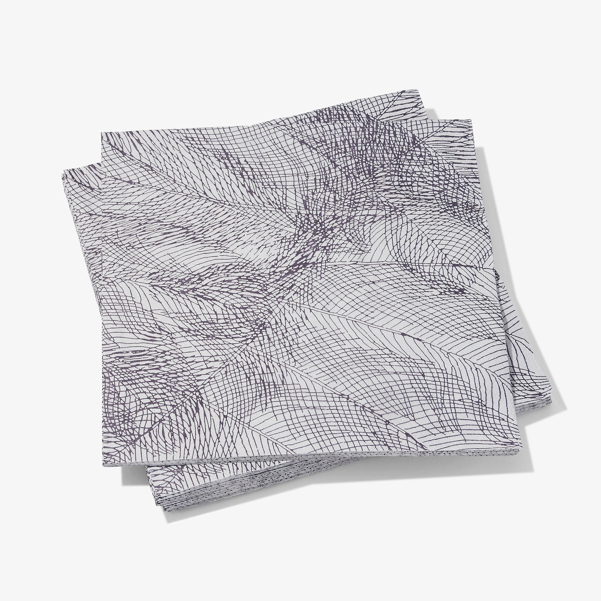 Gray and purple dinner napkin with abstract pattern