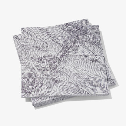 Gray and purple dinner napkin with abstract pattern