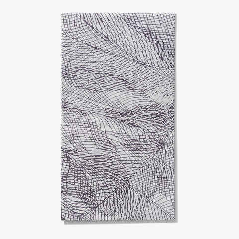 Gray and purple guest towel napkin with abstract pattern